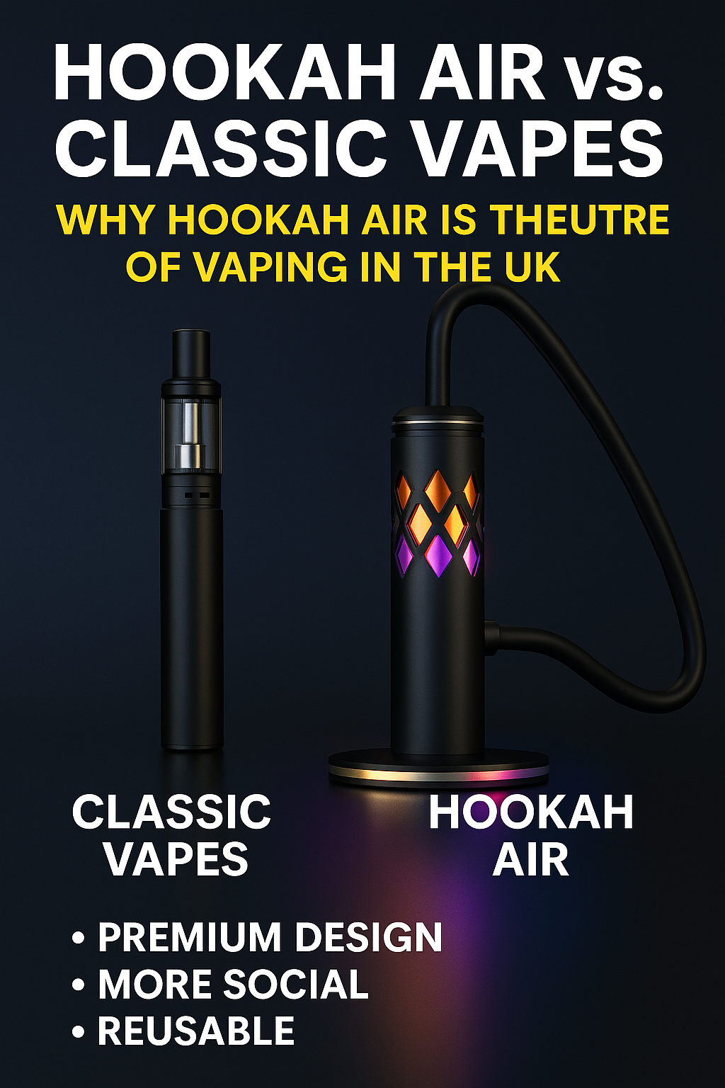 Hookah Air portable hookah device with LED lights